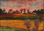 pastel fall landscape, fields